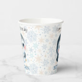 かわいいベビーペンギン1歳の誕生日の冬 紙コップ (左)