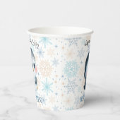 かわいいベビーペンギン1歳の誕生日の冬 紙コップ (右)