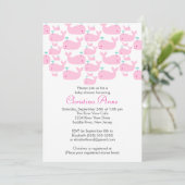 かわいいベビーホエールガールベビーシャワー招待状 招待状 (スタンド正面)