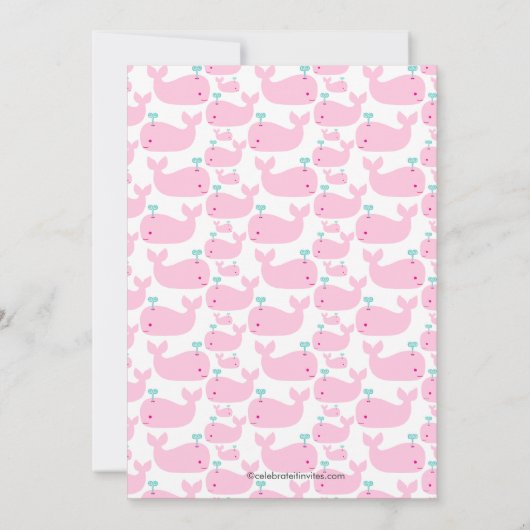 かわいいベビーホエールガールベビーシャワー招待状 招待状 (裏面)