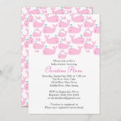 かわいいベビーホエールガールベビーシャワー招待状 招待状 (正面/裏面)