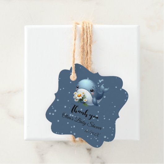 かわいいベビーホエールベビーシャワーメッセージカード フェイバータグ (インサイチュ)