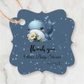 かわいいベビーホエールベビーシャワーメッセージカード フェイバータグ (正面)