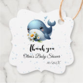 かわいいベビーホエールベビーシャワーメッセージカード フェイバータグ (裏面)