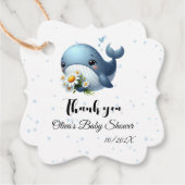 かわいいベビーホエールベビーシャワーメッセージカード フェイバータグ (正面)