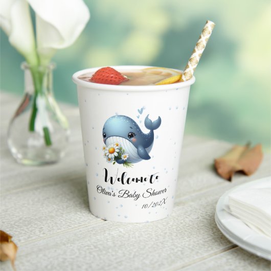 かわいいベビーホエールベビーシャワー紙カップ 紙コップ (インサイチュ)