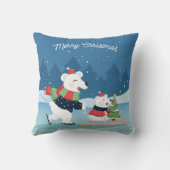 かわいいベビーホッキョクグマそりをクリスマスツリーで クッション (裏面)