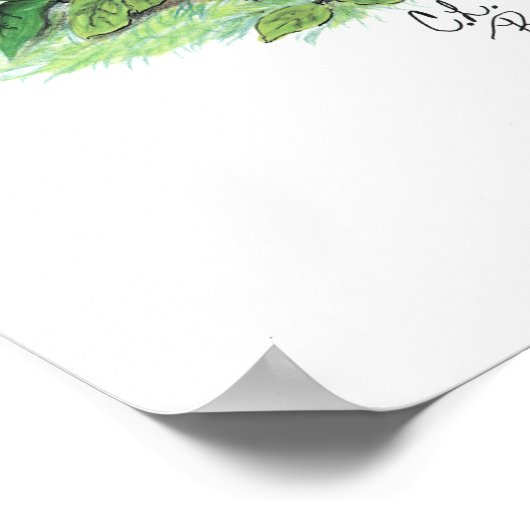 かわいいベビーホワイトテールディアファウンアンドラクーンプリント ポスター (角)