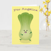 かわいいベビーボックチョイ漫画イラストレーション カード (黄色い花)