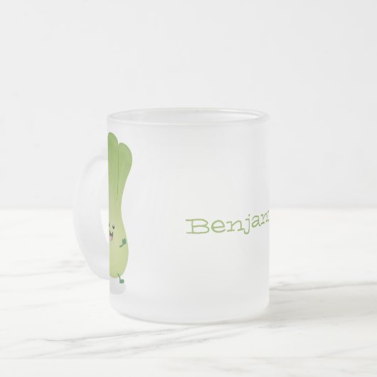 かわいいベビーボックチョイ漫画イラストレーション フロストグラスマグカップ (正面左)