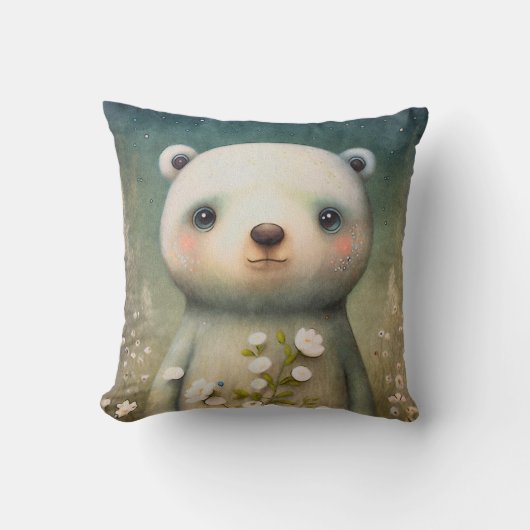 かわいいベビーポーラ絵画ベア クッション (正面)