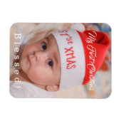 かわいいベビーマイ初めてのクリスマスサンタハットホリデイ マグネット (横)