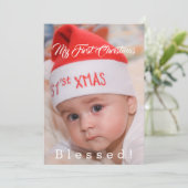 かわいいベビーマイ初めてのクリスマスサンタ帽子 シーズンカード (スタンド正面)