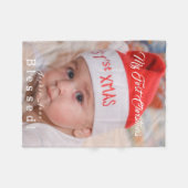かわいいベビーマイ初めてのクリスマスサンタ帽子 フリースブランケット (正面(横))