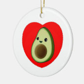 かわいいベビーマンガアボカド赤いハート セラミックオーナメント (左)