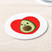 かわいいベビーマンガアボカド赤いハート ラウンドペーパーコースター (アングル)