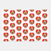 かわいいベビーマンガアボカド赤いハート ラッピングペーパーシート (正面)