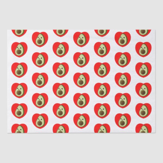 かわいいベビーマンガアボカド赤いハート 薄葉紙 (正面)