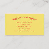 かわいいベビーマンガゾウと蝶の保育園 名刺 (裏面)