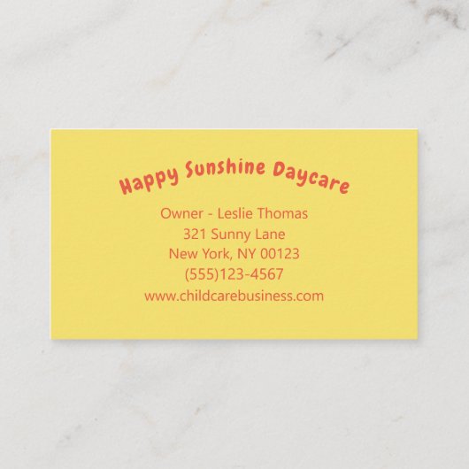 かわいいベビーマンガゾウと蝶の保育園 名刺 (裏面)