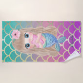 かわいいベビーマーメイドはかりで測 ビーチタオル (正面)