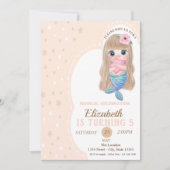 かわいいベビーマーメイドスターズ誕生日招待状 招待状 (正面)