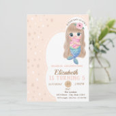 かわいいベビーマーメイドスターズ誕生日招待状 招待状 (スタンド正面)