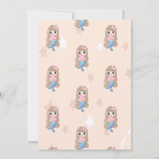 かわいいベビーマーメイドスターズ誕生日招待状 招待状 (裏面)