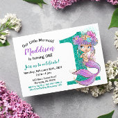 かわいいベビーマーメイド1st誕生日招待状 招待状