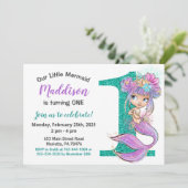 かわいいベビーマーメイド1st誕生日招待状 招待状 (スタンド正面)