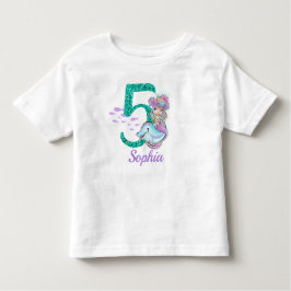 かわいいベビーマーメイド5th誕生日Tシャツ トドラーTシャツ