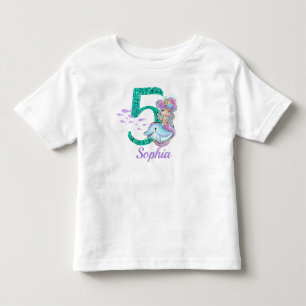かわいいベビーマーメイド5th誕生日Tシャツ トドラーTシャツ