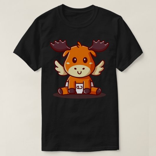 かわいいベビームース座る漫画 Tシャツ (デザイン正面)