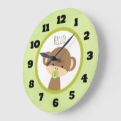 かわいいベビーモンキーおしゃぶりことわざこんにちは ラージ壁時計 (傾斜)