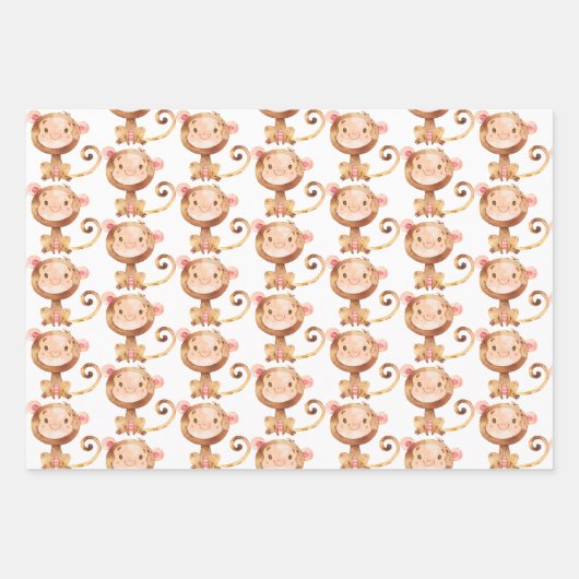 かわいいベビーモンキーおもしろいマンガのチンプ ラッピングペーパーシート (正面2)