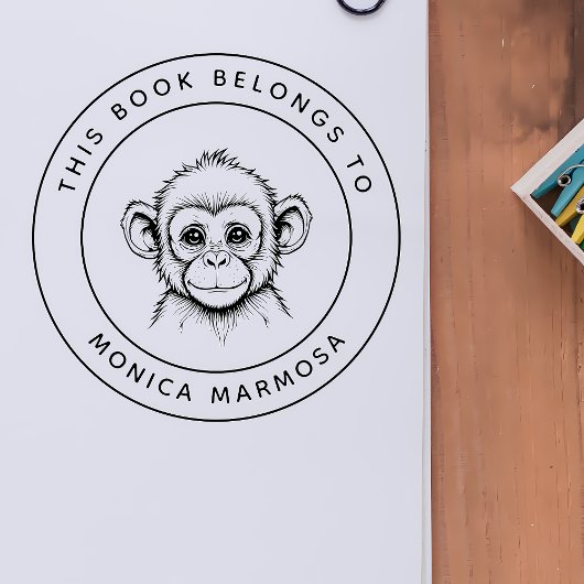 かわいいベビーモンキーこの本はキッズネームに属している ラバースタンプ