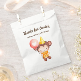 かわいいベビーモンキーとケーキ、ありがとうパーティー フェイバーバッグ