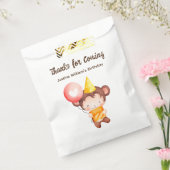 かわいいベビーモンキーとケーキ、ありがとうパーティー フェイバーバッグ (封をした状態)