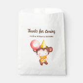 かわいいベビーモンキーとケーキ、ありがとうパーティー フェイバーバッグ (正面)