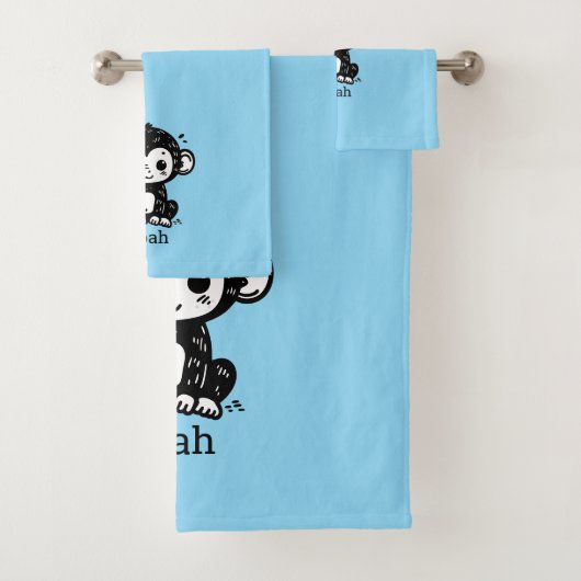 かわいいベビーモンキースケッチ-かわいい子供部屋アート バスタオルセット (インサイチュ)