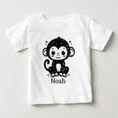 かわいいベビーモンキースケッチ-かわいい子供部屋アート ベビーTシャツ (正面)