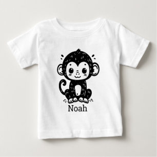 かわいいベビーモンキースケッチ-かわいい子供部屋アート ベビーTシャツ