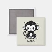 かわいいベビーモンキースケッチ-かわいい子供部屋アート マグネット (正面/裏面)