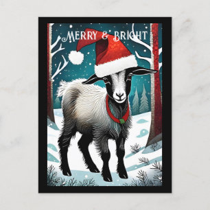 かわいいベビーヤギのキッドフォレストサンタ動物クリスマス ポストカード