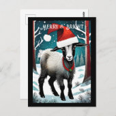かわいいベビーヤギのキッドフォレストサンタ動物クリスマス ポストカード (正面/裏面)