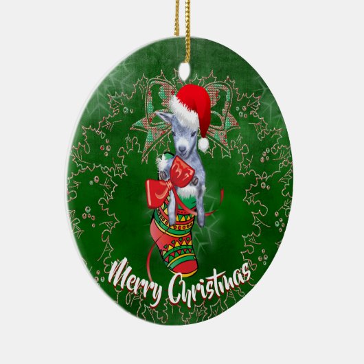 かわいいベビーヤギストッキングクリスマスオーナメント セラミックオーナメント (右)