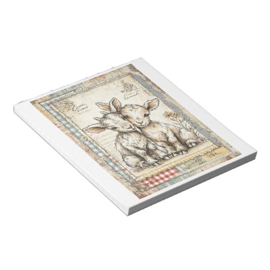 かわいいベビーヤギヴィンテージ文房具 ノートパッド (アングル)