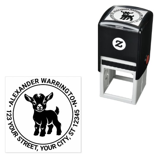 かわいいベビーヤギ立#1名差出人住所 セルフインキングスタンプ (インサイチュ)