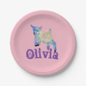 かわいいベビーヤギ跳び動物アート名を追加 ペーパープレート (正面)
