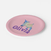 かわいいベビーヤギ跳び動物アート名を追加 ペーパープレート (アングル)